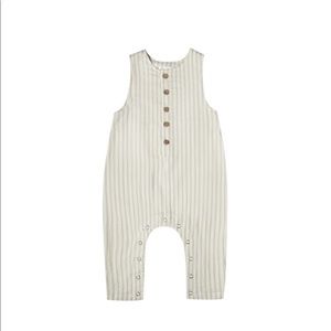 NWOT Rylee + Cru - Striped Button Up Jumpsuit - Sage & Ivory 18-24 months